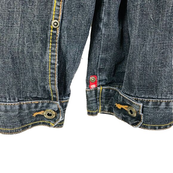 Vintage Ecko Unltd. Denim Jacket Leather Patchwork Rhino Men's Large - Picture 8 of 12